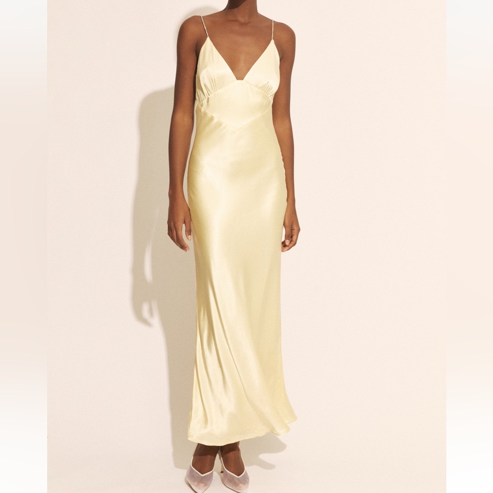 Bardot Capri Diamonte Slip Dress In Canary Yellow